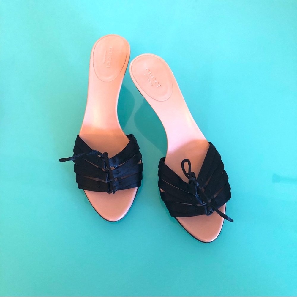 Gucci Open Toe Slides with kitten heels